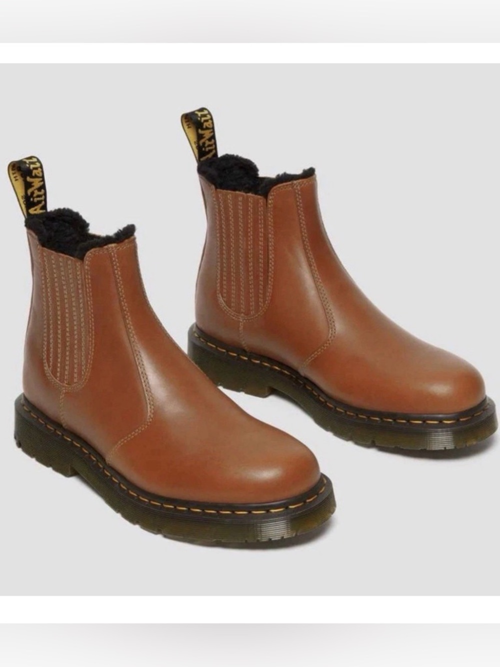 Doc Martens 2976 Cognac Wintergrip Leather Chelsea Boot, Size-Women’s-5 & Mens-4